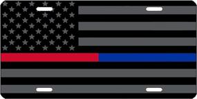 img 2 attached to 🔵 Тонкая флаговая лицензионная табличка Thin Blue Red Line Lives Matter: Покажите свою поддержку полицейским и пожарным с этим уникальным подарочным автомобильным тегом Vanity.