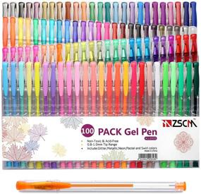 img 4 attached to 🎨 100 Color Glitter Gel Pens Set with Extra Ink, Neon Sparkle Art Markers for Kids Drawing, Adult Coloring Books, Bullet Journaling, Crafts, Scrapbooks - Perfect Women's Gift