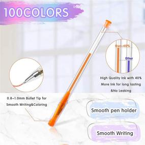 img 3 attached to 🎨 100 Color Glitter Gel Pens Set with Extra Ink, Neon Sparkle Art Markers for Kids Drawing, Adult Coloring Books, Bullet Journaling, Crafts, Scrapbooks - Perfect Women's Gift