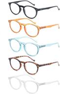 👓 5-pack women's classic readers glasses - round/oval shape, lightweight, comfortable, spring hinge with 5 cases logo