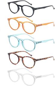 img 4 attached to 👓 5-Pack Women's Classic Readers Glasses - Round/Oval Shape, Lightweight, Comfortable, Spring Hinge with 5 Cases