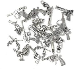 img 2 attached to 🔫 Antique Silver Gun Weapon Charm Set - JIALEEY 22pcs Mixed Pistol Revolver Grenade Charms for DIY Necklace, Bracelet, and Jewelry Making Accessory