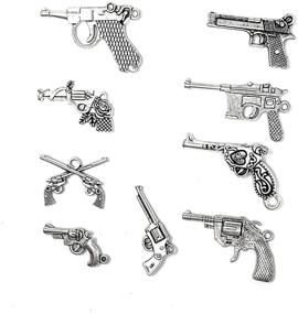 img 3 attached to 🔫 Antique Silver Gun Weapon Charm Set - JIALEEY 22pcs Mixed Pistol Revolver Grenade Charms for DIY Necklace, Bracelet, and Jewelry Making Accessory