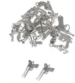 img 1 attached to 🔫 Antique Silver Gun Weapon Charm Set - JIALEEY 22pcs Mixed Pistol Revolver Grenade Charms for DIY Necklace, Bracelet, and Jewelry Making Accessory