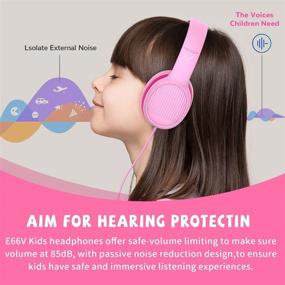 img 3 attached to 🎧 vinamass E66V Kids Headphones: Over-Ear Wired Headsets with 85dB Volume Limit, Toddler Headphones for Boys and Girls in Pink - Perfect for School Travel with Retractable Headband, Foldable Design, and Audio Sharing Feature