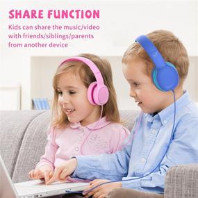 img 2 attached to 🎧 vinamass E66V Kids Headphones: Over-Ear Wired Headsets with 85dB Volume Limit, Toddler Headphones for Boys and Girls in Pink - Perfect for School Travel with Retractable Headband, Foldable Design, and Audio Sharing Feature