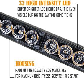 img 1 attached to 🚨 LE-JX Amber 2-in-1 Emergency Strobe Light Bar - 21 Flash Patterns - Yellow Traffic Advisor Warning Hazard - Windshield Safety Lights with Cigar Lighter for Police Vehicles, Trucks (2×16.8 inch, 32 LED)