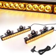 🚨 le-jx amber 2-in-1 emergency strobe light bar - 21 flash patterns - yellow traffic advisor warning hazard - windshield safety lights with cigar lighter for police vehicles, trucks (2×16.8 inch, 32 led) logo