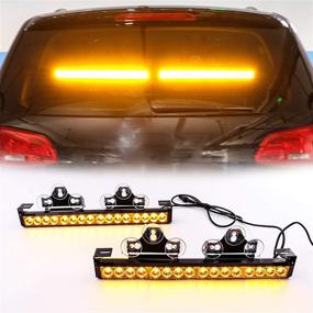 img 2 attached to 🚨 LE-JX Amber 2-in-1 Emergency Strobe Light Bar - 21 Flash Patterns - Yellow Traffic Advisor Warning Hazard - Windshield Safety Lights with Cigar Lighter for Police Vehicles, Trucks (2×16.8 inch, 32 LED)