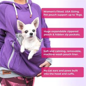 img 1 attached to Small Pet Carrier Hoodie - Dog Cat Pouch Hoodie Sweatshirt Kangaroo Pocket Holder - No Ears - Women's Fit