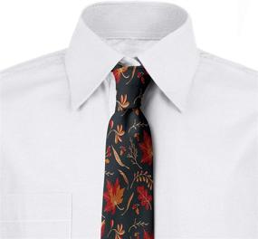 img 2 attached to 👔 Vibrant Men's Vermilion Necktie with Foliage Illustration - Ambesonne Accessories