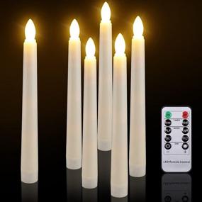 img 4 attached to 🕯️ Set of 6 Battery Operated LED Taper Candles with Remote Timer - Ymenow Flickering Flameless Ivory Candlesticks for Home Table Christmas Party Decoration, Warm White