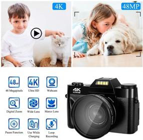 img 3 attached to 📷 High-Resolution 48MP Digital Camera with 4K Vlogging Capability, Flip Screen, and SD Card - Perfect for YouTube, Blogging, and Vlogging!