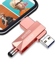 vootoo usb 3.0 флеш-накопитель 512 гб - розовое золото: совместим с iphone, android и другими устройствами. логотип