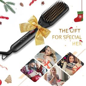 img 2 attached to 🔥 Ionic Hair Straightening Brush Ceramic - Anti-Scald Technology, LED Indicator, 110V-240V, Hot Brush Hair Straightener for Quick and Professional Hair Salon Results at Home