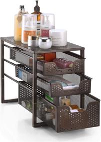 img 3 attached to 🗄️ Efficient Stackable Bronze 3-Tier Under Sink Cabinet Organizer with Sliding Drawer – Ideal for Kitchen, Bathroom, and Office Organization