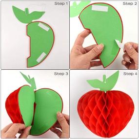 img 2 attached to 🍎 FEPITO 10 Pack 7 Inch Apple Tissue Honeycomb Hanging Red Paper Apple Decorations for Back to School, Baby Shower, Christmas Party - Fruit Decoration
