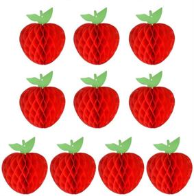 img 4 attached to 🍎 FEPITO 10 Pack 7 Inch Apple Tissue Honeycomb Hanging Red Paper Apple Decorations for Back to School, Baby Shower, Christmas Party - Fruit Decoration
