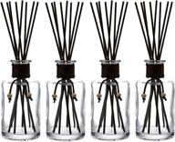 🏺 premium 7.5 ounce glass diffuser bottles with 32 brown fiber sticks - set of 4: elegant 2.75 x 5.5 inch aromatherapy bottles! logo