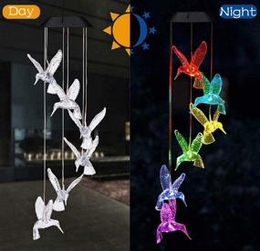 img 3 attached to 🌞 Vency Solar Power Lamp: Color Changing Hummingbird Wind Chimes for Outdoor Decor