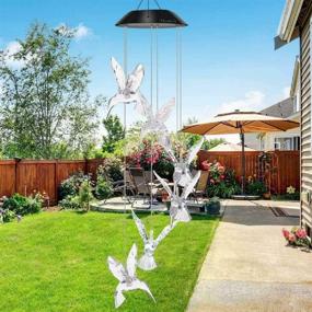 img 2 attached to 🌞 Vency Solar Power Lamp: Color Changing Hummingbird Wind Chimes for Outdoor Decor