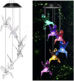 img 4 attached to 🌞 Vency Solar Power Lamp: Color Changing Hummingbird Wind Chimes for Outdoor Decor