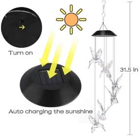 img 1 attached to 🌞 Vency Solar Power Lamp: Color Changing Hummingbird Wind Chimes for Outdoor Decor