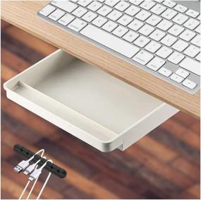 img 4 attached to HOMEVIBES Under Desk Drawer Organizer: Large 13 Inches Wide Storage Tray + Cable Organizer | White