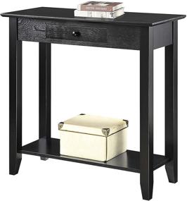 img 2 attached to 🖤 Convenience Concepts American Heritage Hall Table - Black, with Drawer and Shelf