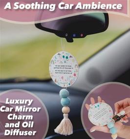 img 2 attached to 🌸 Enhance Your Ride with the Ladies KAR Care Rearview Mirror Hanging Accessory - Boho Macrame Essential Oils Car Diffuser - Pink Hanging Car Air Freshener