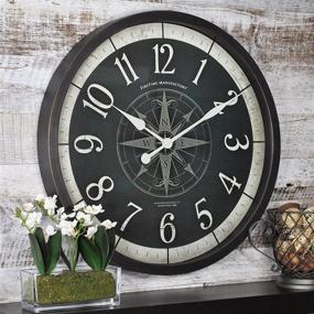 img 4 attached to 🕒 FirsTime & Co. Compass Rose Wall Clock: American Crafted with Oil Rubbed Bronze Finish – 24 x 2 x 24