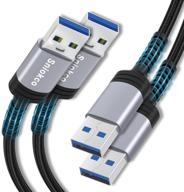 usb a к usb a 3.0 кабель 2-пак (6,6 футов + 6,6 футов), sniokco двойной usb-кабель, плетеный нейлоновый мужской кабель для жесткого диска, dvd-плеера, охладителя ноутбука, камеры и многое другое. логотип