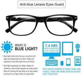 img 2 attached to 👓 Dual Pack DOOViC Blue Light Blocking Reading Glasses for Men and Women - Reduce Eyestrain, Spring Hinge, Black/Tortoise, 3.00 Strength