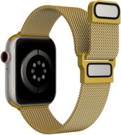 premium metal band for apple watch 38mm 40mm 41mm - compatible with women men, magnetic stainless steel mesh replacement wristbands for iwatch series se 7 6 5 4 3 2 1 - strap expert gold logo