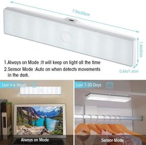 img 1 attached to 🔦 AdamStar Under Cabinet Lighting 2-Pack with Motion Sensor - 26 LED, USB/Battery Operated, Rechargeable Magnetic Closet Light - Dimmable 200LM Wireless Lights for Kitchen, Closet, Stairs