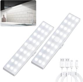 img 4 attached to 🔦 AdamStar Under Cabinet Lighting 2-Pack with Motion Sensor - 26 LED, USB/Battery Operated, Rechargeable Magnetic Closet Light - Dimmable 200LM Wireless Lights for Kitchen, Closet, Stairs