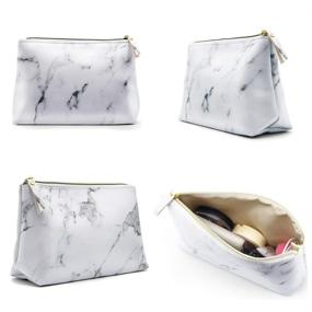 img 2 attached to 💼 Stylish Marble Makeup Bags: Portable and Waterproof Cosmetic Display Cases for Travel and Organization (8.66x6.3x2.36Inches)