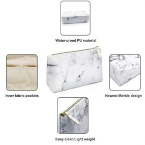 img 1 attached to 💼 Stylish Marble Makeup Bags: Portable and Waterproof Cosmetic Display Cases for Travel and Organization (8.66x6.3x2.36Inches)