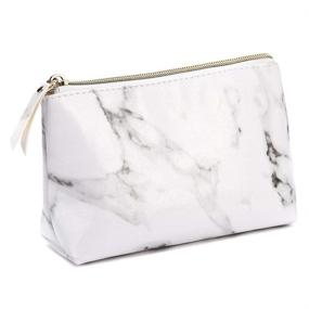 img 4 attached to 💼 Stylish Marble Makeup Bags: Portable and Waterproof Cosmetic Display Cases for Travel and Organization (8.66x6.3x2.36Inches)