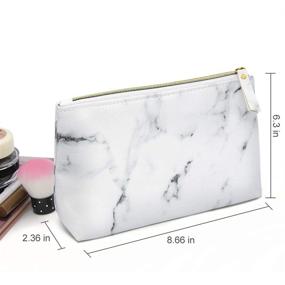 img 3 attached to 💼 Stylish Marble Makeup Bags: Portable and Waterproof Cosmetic Display Cases for Travel and Organization (8.66x6.3x2.36Inches)