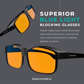 img 2 attached to 👓 Swanwick: Fitover Night Swannies - Premium Blue Light Blocking Glasses - Regular - Superior Orange Tint (up to 500nm) for Gaming PC and Smartphone Screen Glare Reduction - Sleep Support