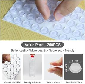 img 3 attached to COVERCORNER Super High Viscosity Cabinet Door Bumpers - Pack of 250, 1/2” Diameter Clear Adhesive Pads with New PU Material | Glass Hardware Bumpers for Drawers, Glass Tops, and Small Furniture