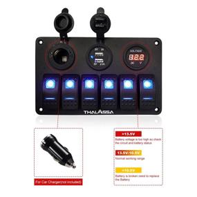 img 2 attached to 🚤 6 Gang Boat Rocker Switch Panel with Red Digital Voltmeter, Dual 5V 3.1A USB Charger, DC 12V Slot and Blue LED Lighting - Quick Install for Car Marine Vehicles