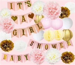 img 3 attached to 👑 Princess Baby Shower Decorations: Pink and Gold It's A Girl Banner, Tissue Pom Poms, Paper Lanterns, Honeycomb Balls - Perfect Nursery Decor for Memorable Pink/White/Gold/Cream Baby Shower Party