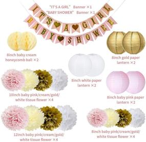 img 2 attached to 👑 Princess Baby Shower Decorations: Pink and Gold It's A Girl Banner, Tissue Pom Poms, Paper Lanterns, Honeycomb Balls - Perfect Nursery Decor for Memorable Pink/White/Gold/Cream Baby Shower Party