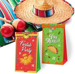 img 1 attached to 🎉 12-Piece Fiesta Cinco De Mayo Goodie Candy Treat Bags with Stickers - PERFQU Cinco De Mayo Birthday Mexican Themed Baby Shower Bachelorette Engagement Bridal Shower Gift Bags Party Supplies