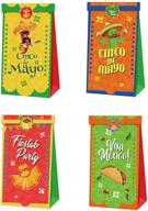 🎉 12-piece fiesta cinco de mayo goodie candy treat bags with stickers - perfqu cinco de mayo birthday mexican themed baby shower bachelorette engagement bridal shower gift bags party supplies logo