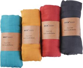 img 4 attached to 👶 AKK BABY Muslin Swaddle Blankets 4 Pack - Soft Gender-Neutral Receiving Baby Blankets for Boys & Girls - Upgraded Solid Color Swaddle Wraps - Large 47 x 47 Inches
