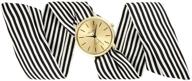 🎀 yamula women's bow bracelet wristwatch: chic black & white fabric stripe design logo