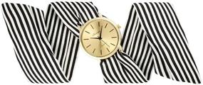 img 2 attached to 🎀 YAMULA Women's Bow Bracelet Wristwatch: Chic Black & White Fabric Stripe Design